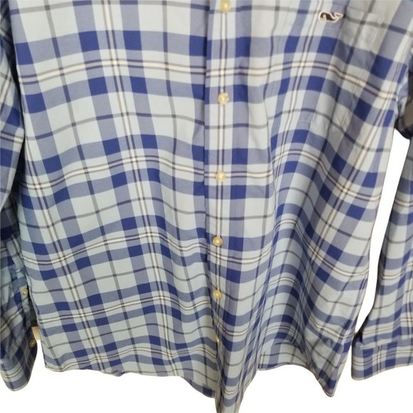 Vineyard Vines Mens L Blue Plaid Classic Fit Tucke - Picture 3 of 8